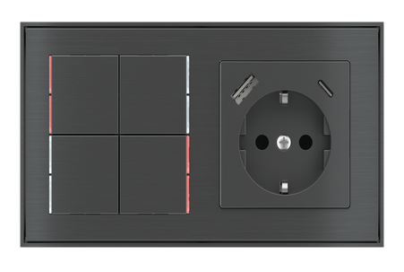 کیت دیواری دوقلو دارای سوکت برق و ترموستات و USB