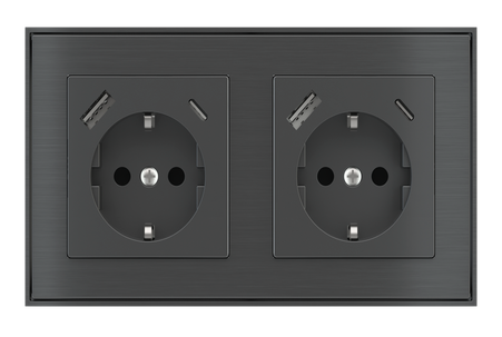سوکت برق مربعی دوقلو دارای USB 